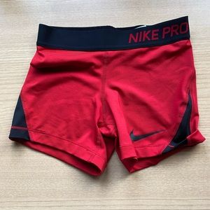 Girls Red Nike Pro Shorts